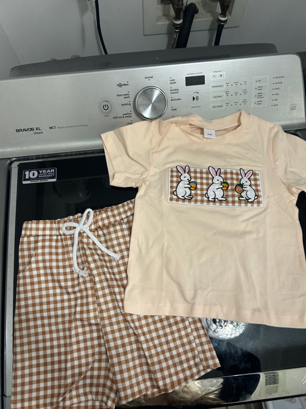 boy 3-4 3/4 new Easter egg nwot bunny rabbit gingham two piece spring set outfit